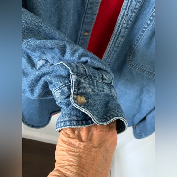 VINTAGE 90’s HERRINGBONE NATURALS MENS LINED DENIM/JEAN SHIRT/JACKET, L - Picture 4 of 15